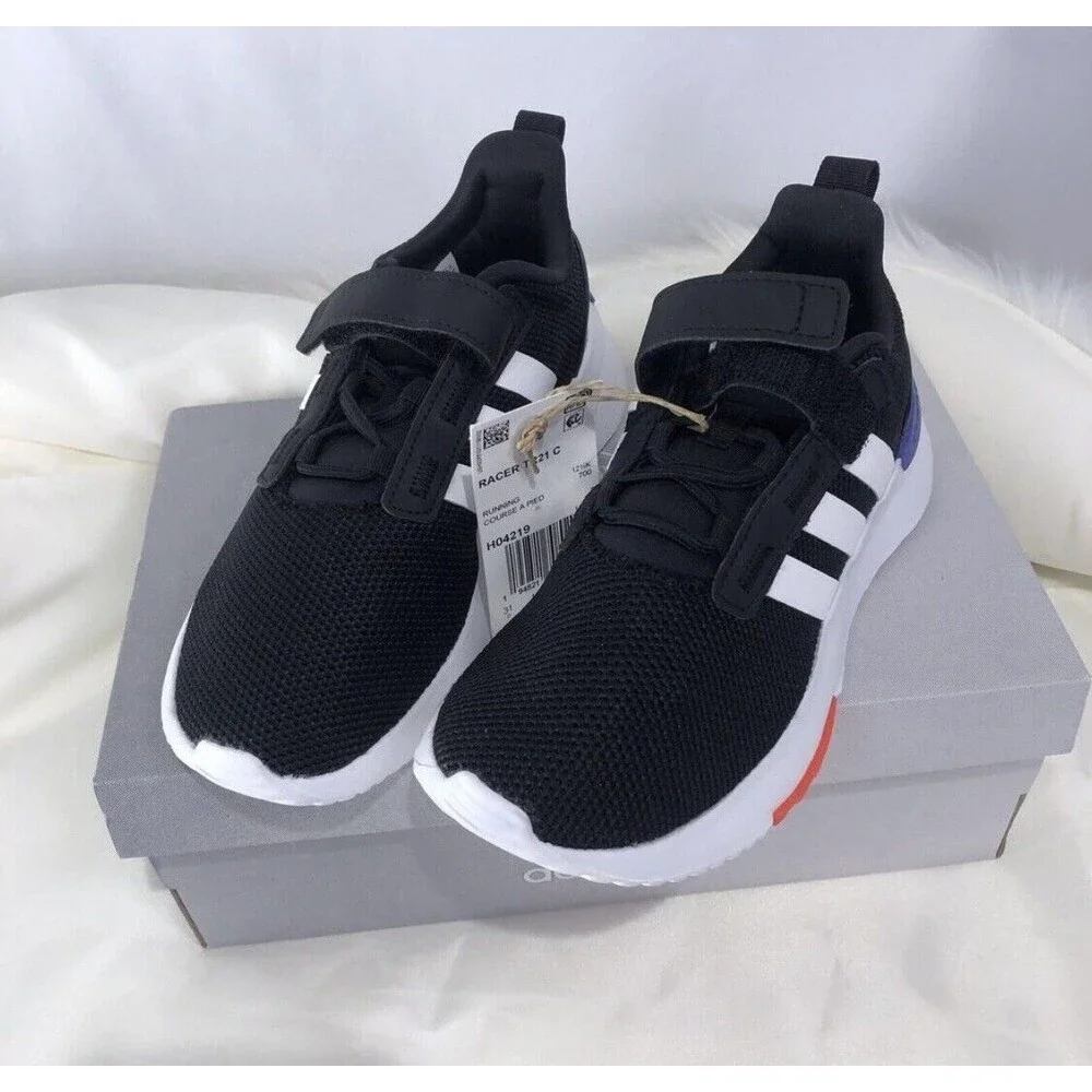 ADIDAS RACER TR21 K Boys Sz 13 K Big Boy Black/White/Ink Mesh Running Shoes - Picture 4 of 13